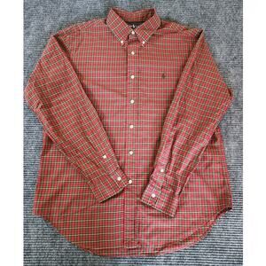 Ralph Lauren Mens L Classic Fit Long Sleeve Red Plaid Cotton Button Down Preppy